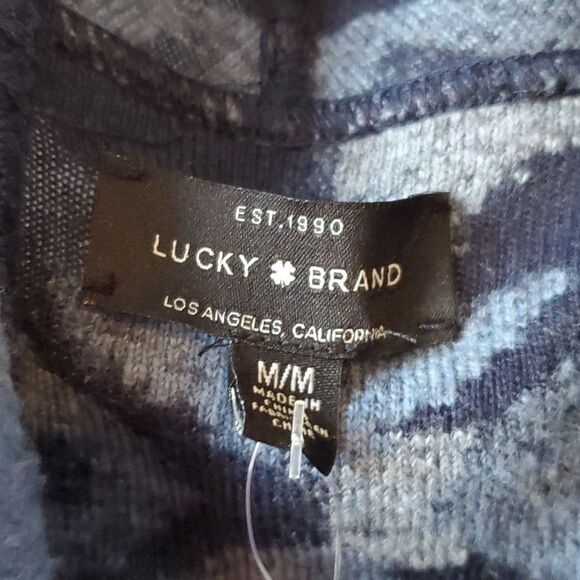 NWT LUCKY BRAND KNIT CARDIGAN BLUE WATERFALL FRONT SIZE MEDIUM BOJO BOHEMIAN - Picture 3 of 9